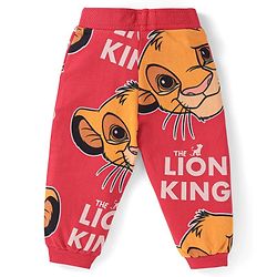 Babyhug Disney Terry Knit Full Sleeves T-Shirt & Lounge Pants Co-Ord Set With Lion King Graphics - Red