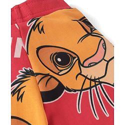 Babyhug Disney Terry Knit Full Sleeves T-Shirt & Lounge Pants Co-Ord Set With Lion King Graphics - Red