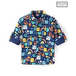 Babyhug Cotton Knit Full Sleeves Printed Shirt - Multicolor