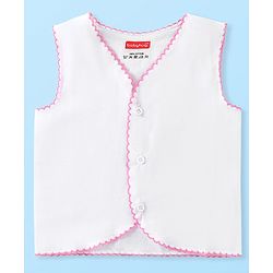 Babyhug 100% Cotton Woven Sleeveless Front Open Solid Color Jhabla Pack of 5- White