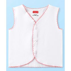 Babyhug 100% Cotton Woven Sleeveless Front Open Solid Color Jhabla Pack of 5- White