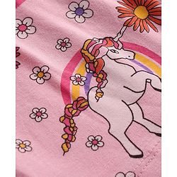 Babyhug Cotton Knit  Sleeveless Frock with Bow Applique & Floral Print - Pink