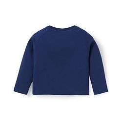 Babyhug Cotton Knit Full Raglan Sleeves Foil & Football Print T-Shirt - Navy Blue