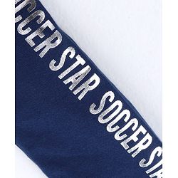 Babyhug Cotton Knit Full Raglan Sleeves Foil & Football Print T-Shirt - Navy Blue