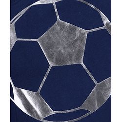 Babyhug Cotton Knit Full Raglan Sleeves Foil & Football Print T-Shirt - Navy Blue