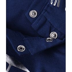 Babyhug Cotton Knit Full Raglan Sleeves Foil & Football Print T-Shirt - Navy Blue