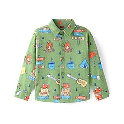 Babyhug Cotton Knit Full Sleeves Shirt with Guitar Print - Green