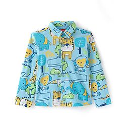Babyhug Cotton Knit Full Sleeves Animal Printed Shirt - Blue
