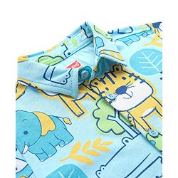 Babyhug Cotton Knit Full Sleeves Animal Printed Shirt - Blue