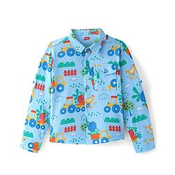 Babyhug Cotton Knit Full Sleeves Printed Shirt - Blue