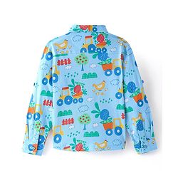 Babyhug Cotton Knit Full Sleeves Printed Shirt - Blue