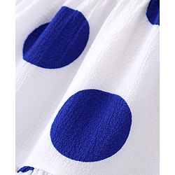 Babyhug 100% Cotton Woven Half Sleeves  Tiered Frock with Boby Print - White & Blue