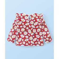 Babyhug Cotton Knit Full Sleeves Top with Frill Detailing & Floral Print  Pack of 3 - Multicolor
