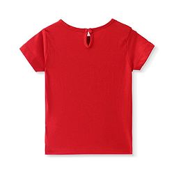 Babyhug Cotton Knit Half Sleeves Tiered Floral Printed Frock with Inner T-Shirt - Red