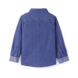 Babyhug Cotton Woven Full Sleeves Regular Collar Washed Denim Shirt with Ear Phone Embroiderey- Blue