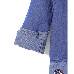 Babyhug Cotton Woven Full Sleeves Regular Collar Washed Denim Shirt with Ear Phone Embroiderey- Blue