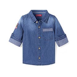 Babyhug Cotton Woven Full Sleeves Denim Shirt with Pocket - Dark Blue