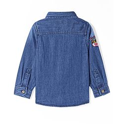 Babyhug Cotton Woven Full Sleeves Denim Shirt with Pocket - Dark Blue