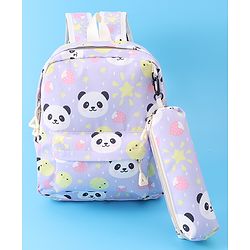 Babyhug Panda Print Fashion Backpacks with Pouch - Purple