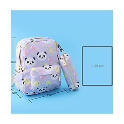 Babyhug Panda Print Fashion Backpacks with Pouch - Purple