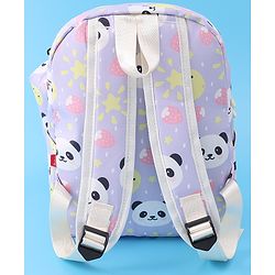 Babyhug Panda Print Fashion Backpacks with Pouch - Purple