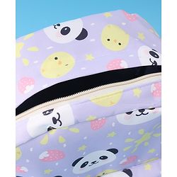 Babyhug Panda Print Fashion Backpacks with Pouch - Purple