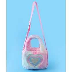 Babyhug Love Shaped Fur Sling Bag - Multicolor