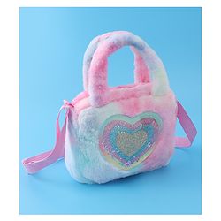 Babyhug Love Shaped Fur Sling Bag - Multicolor