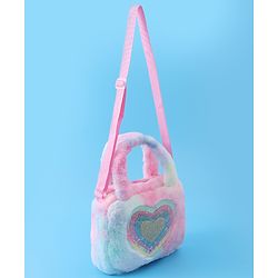 Babyhug Love Shaped Fur Sling Bag - Multicolor