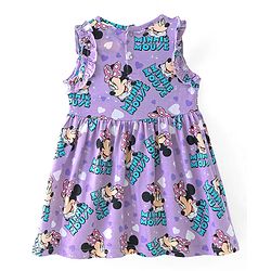 Babyhug Disney Cotton Knit Sleeveless Frocks with Minnie Mouse Graphic & Frill Detailing  Pack of 2 - Purple & Pink
