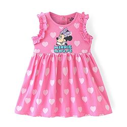 Babyhug Disney Cotton Knit Sleeveless Frocks with Minnie Mouse Graphic & Frill Detailing  Pack of 2 - Purple & Pink