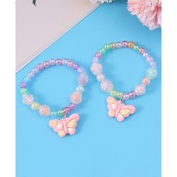 Babyhug Beaded Bracelets With Butterfly Applique Pack of 2 - Multicolor
