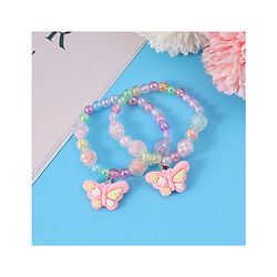 Babyhug Beaded Bracelets With Butterfly Applique Pack of 2 - Multicolor