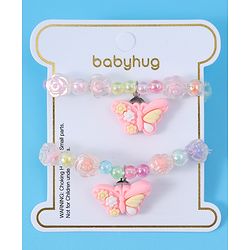 Babyhug Beaded Bracelets With Butterfly Applique Pack of 2 - Multicolor