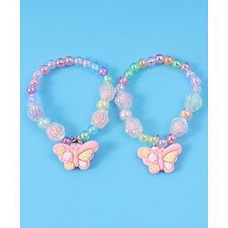 Babyhug Beaded Bracelets With Butterfly Applique Pack of 2 - Multicolor