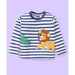 Babyhug 100% Cotton Knit Full Sleeves Striped T-Shirt With Wild Animals Print Pack of 7 - Multicolour
