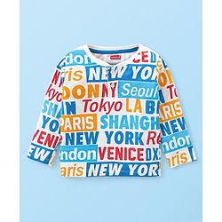 Babyhug Cotton Knit Full Sleeves T-Shirt with Text Print - Off White