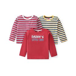 Babyhug Cotton Knit Full Sleeves Striped T-Shirt Pack of 3 - Multicolor