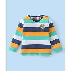 Babyhug Cotton Knit Full Sleeves T-Shirt With Stripes & Crocodile Print - Multicolor
