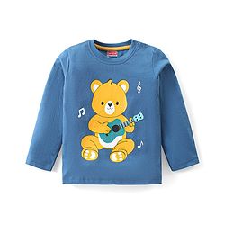 Babyhug Cotton Knit Full Sleeves T-Shirts with Bear & Fox Print Pack of 3 - Blue Green & Yellow
