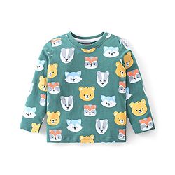 Babyhug Cotton Knit Full Sleeves T-Shirts with Bear & Fox Print Pack of 3 - Blue Green & Yellow