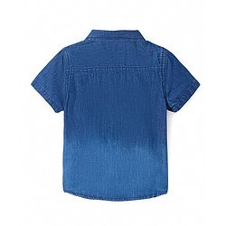 Babyhug Cotton Woven Half Sleeves Denim Shirt with Giraffe Embroidery - Blue
