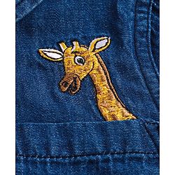 Babyhug Cotton Woven Half Sleeves Denim Shirt with Giraffe Embroidery - Blue