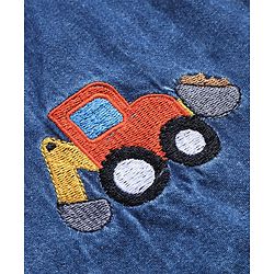 Babyhug Cotton Woven Half Sleeves Denim Washed Shirt With Vehicle Embroidered  - Navy Blue