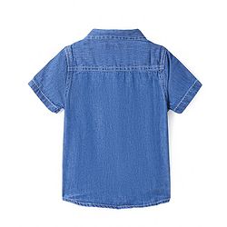Babyhug Cotton Woven Half Sleeves Denim Shirt with Zebra Embroidery - Blue