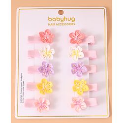 Babyhug Flower Hair Pins & Clips  Set of 10 - Multicolor
