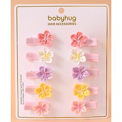 Babyhug Flower Hair Pins & Clips  Set of 10 - Multicolor