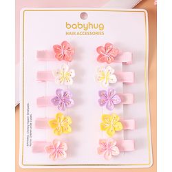 Babyhug Flower Hair Pins & Clips  Set of 10 - Multicolor