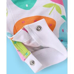 Babyhug 100% Cotton Knit Full Sleeves Romper with Headband & Strawberry Print - Multicolour