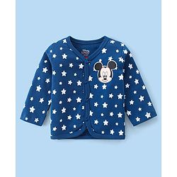 Babyhug Disney Interlock Knitted Full Sleeves Jhablas With Mickey Mouse Graphics Pack of 3 - White Blue & Red